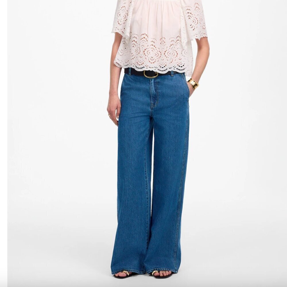 NWT! MADEWELL Wide-Sweep Denim Trousers in Dowe Wash Size 25